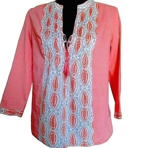 Jcrew orange print cotton shirt